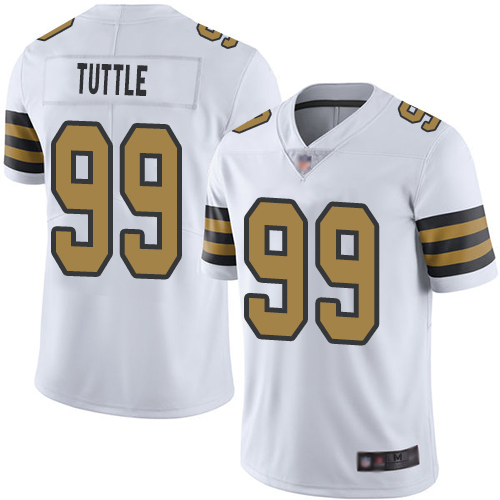 Men New Orleans Saints Limited White Men Shy Tuttle Jersey NFL Football #99 Rush Vapor Untouchable Jersey